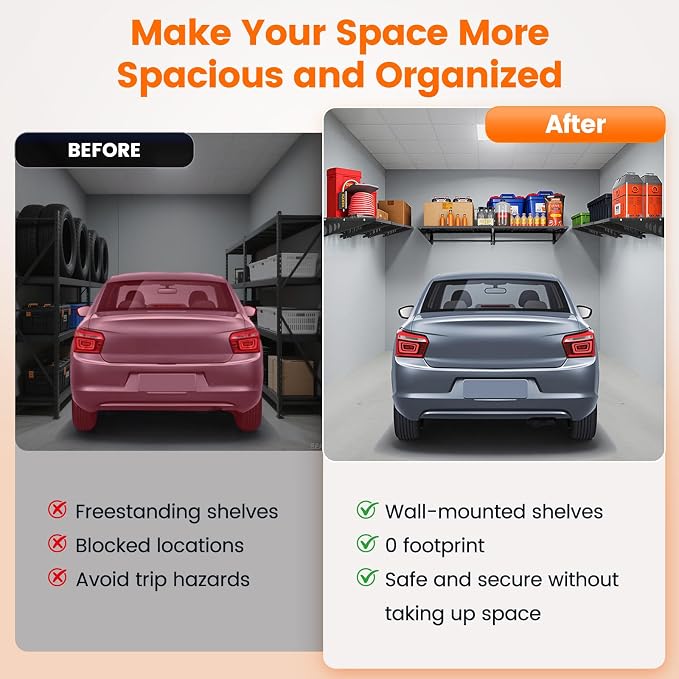 Garage Shelving 2x3ft 4-Pack, Garage Storage Rack 24"x36" Metal Shelves Black - Image 7