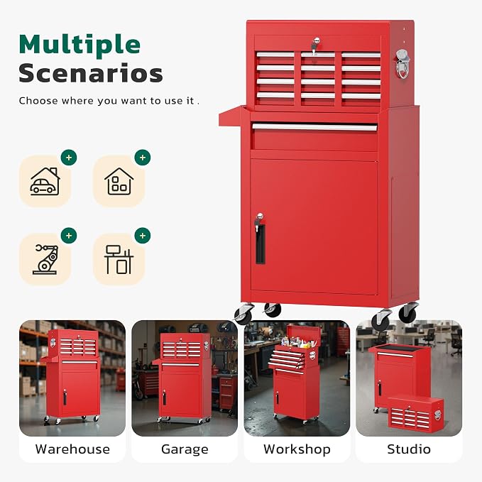 Greenvelly Tool Chest, 5-Drawer Rolling Tool Chest - Image 7