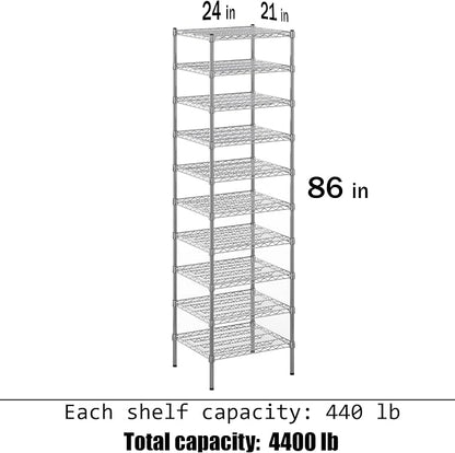 21" Deep x 24" Wide x 86" Height Wire Shelving Kit | 10-Tier | NSF Commercial - Image 3