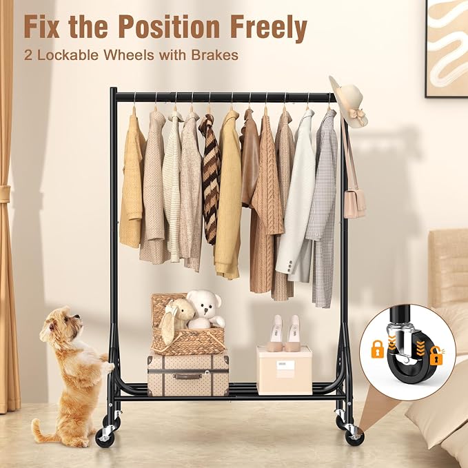 EAGMAK Heavy Duty Clothes Rack Load 420 LBS, Rolling Garment Rack - Image 6
