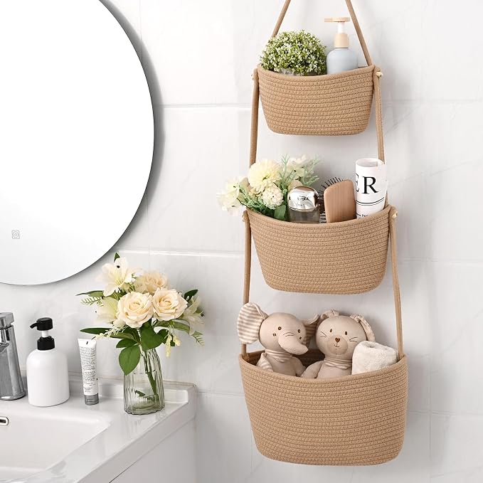 Hanging Basket, 3-Tier Woven Wall Basket - Image 4
