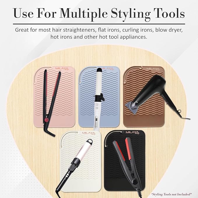 Vanity Accessories Heat Resistant Mat – Silicone Flat Iron & Curling Iron Holder - Image 8
