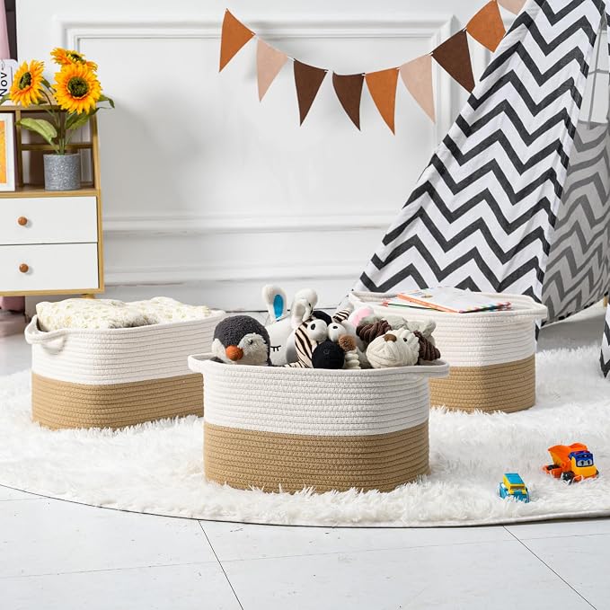 DUHEL Cotton Rope Woven Storage Basket, Used - Image 5