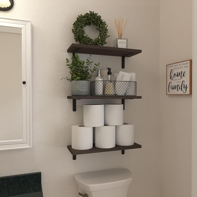 WOPITUES Wood Floating Shelves Set of 6, Shelves - Image 4