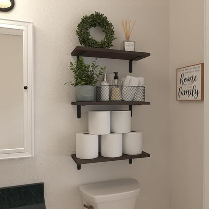 WOPITUES Wood Floating Shelves Set of 6, Shelves - Image 4