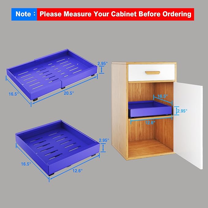 Mustorn 2 Pack Pull Out Cabinet Organizer, Expandable Slide Out Drawers - Image 2