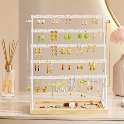 Large 5 Tier Earring Organizer and Holder, jewelry holder stand, clean white - Image 6