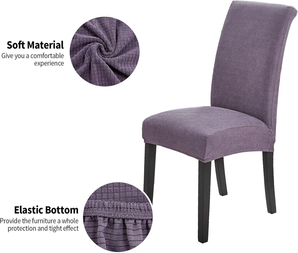 Joccun Chair Covers for Dining Room Set of 4,Dining Chair Slipcovers Stretch Dining Room Chair Covers Seat Protector,Washable Parsons Chair Cover for Home,Hotel(Grapeade,4 Pack)