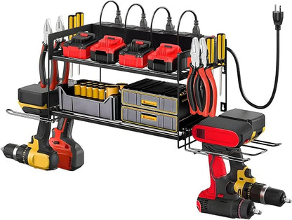 Power Tool Organizer Wall Mount, 2 Layers Heavy Duty 4 Cordless Drill Holder by Unknown