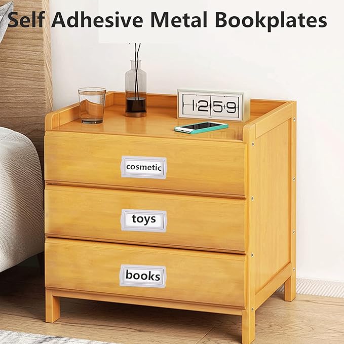 Self Adhesive Metal Bookplates for Books Cards 10Pcs Horizontal Clip Label | - Image 4