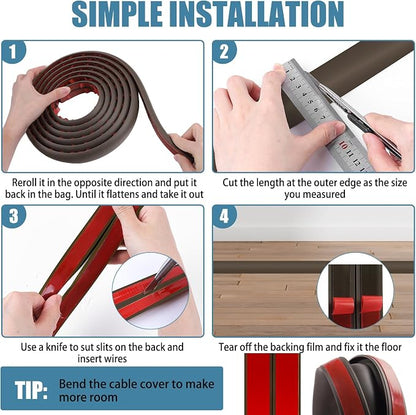 Floor Cord Covers for Wires 20FT Cable Hider Wire Cover Self Adhesive Cord - Image 5