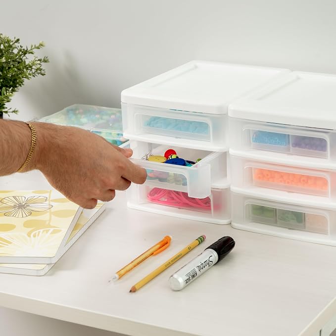 IRIS USA Plastic Stacking Desk Top 3-Drawer Storage Organizer, - Image 6