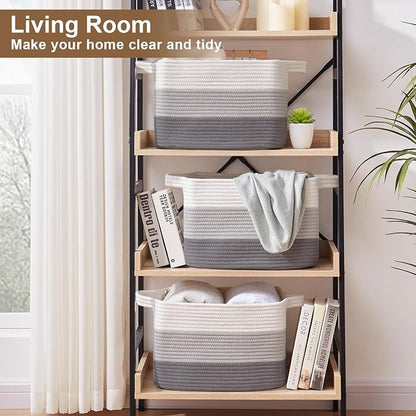 Storage Basket for Organizing, Woven Baskets for Storage, Rectangle Decorative - Image 4