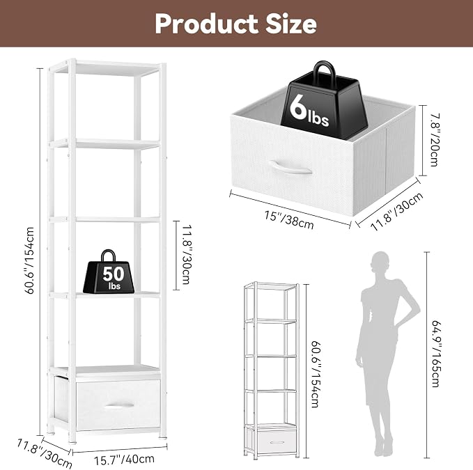 Housolution 6 Tier 60.6" Tall Bookshelf - Image 2
