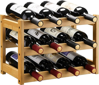 VASMIA Bamboo Wine Rack, Sturdy and Durable Wine Storage Cabinet Shelf by VASMIA