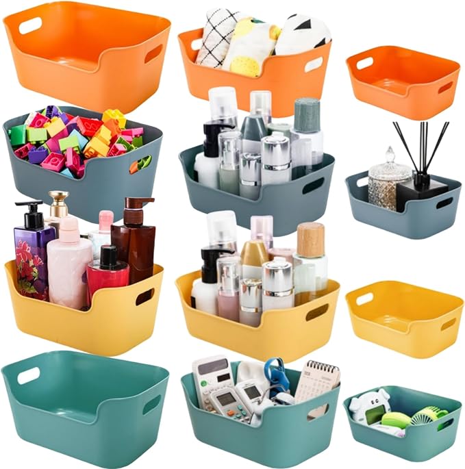 Tlence 12 Pack Colorful Plastic Storage Baskets, Classroom Organizer Bins - Image 5