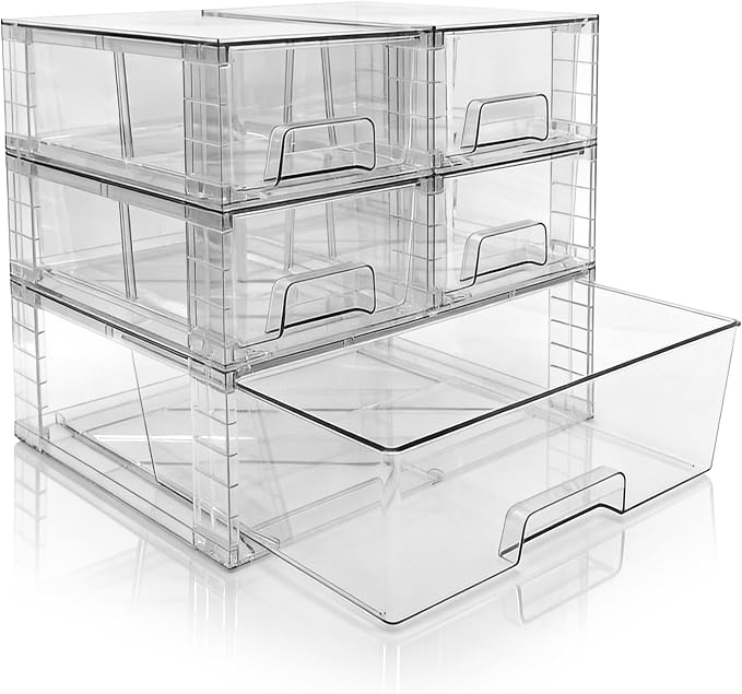 Stackable Storage Drawers, High-strength Clear Plastic Multi-purpose Organizer by XWYWX