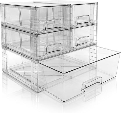 Stackable Storage Drawers, High-strength Clear Plastic Multi-purpose Organizer by XWYWX