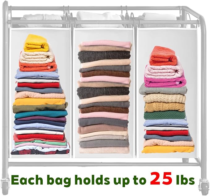 3 Pcs Large Laundry Sorter Replacement Bags, Hamper Cart Removable Replacement - Image 3