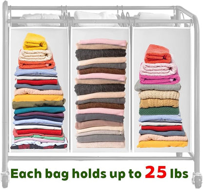 3 Pcs Large Laundry Sorter Replacement Bags, Hamper Cart Removable Replacement - Image 3