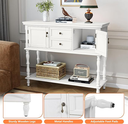 ARTPOWER Console Table with 2 Drawers, Retro Entryway Table with 2 Door - Image 8