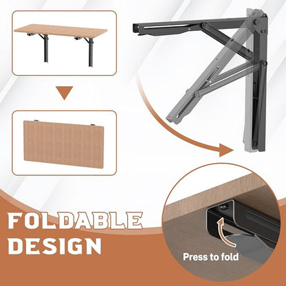 TORACK Heavy-Duty 18 inch Folding Wall Shelf Brackets, Space-Saving Collapsible - Image 3