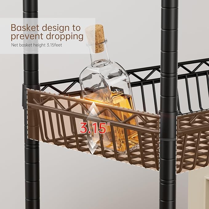 6 Shelves Storage Shelf Wire Closet Bathroom Organizers Metal Pantry Kitchen - Image 3