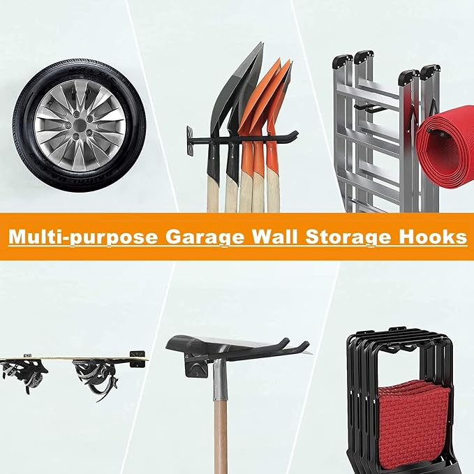 TORACK 4 Pack Garage Storage System Hooks, Heavy Duty Wall Mount Tool Organizer - Image 2