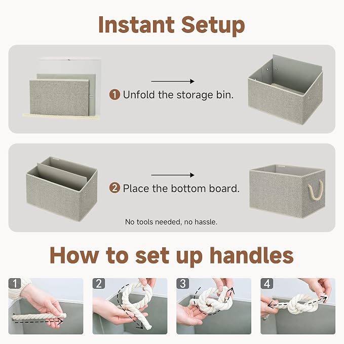 StorageWorks Storage Baskets for Shelves, Foldable Fabric Closet Storage Bins - Image 7