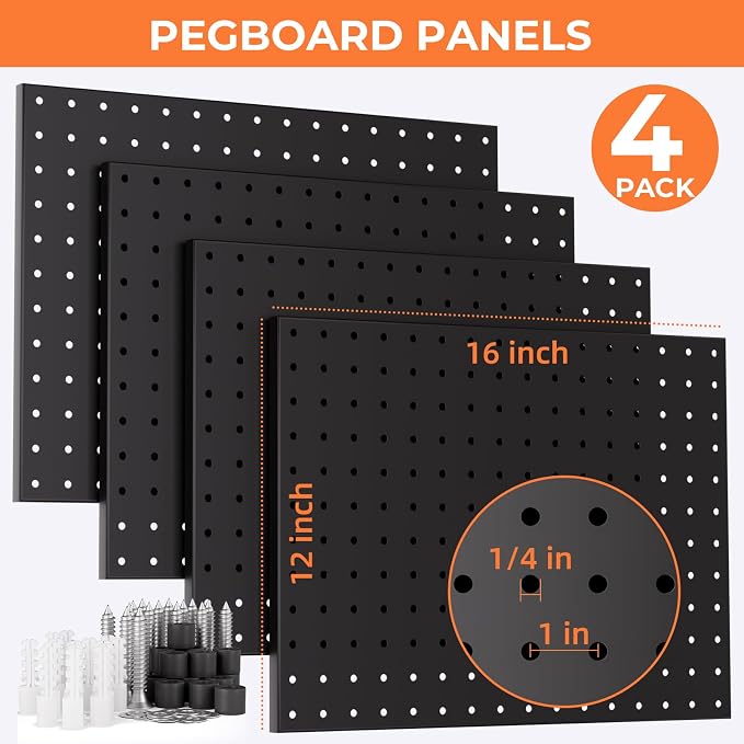 INCLY 70PCS Pegboard Wall Organizer, Garage Tool Storage, Workbench Organization - Image 3