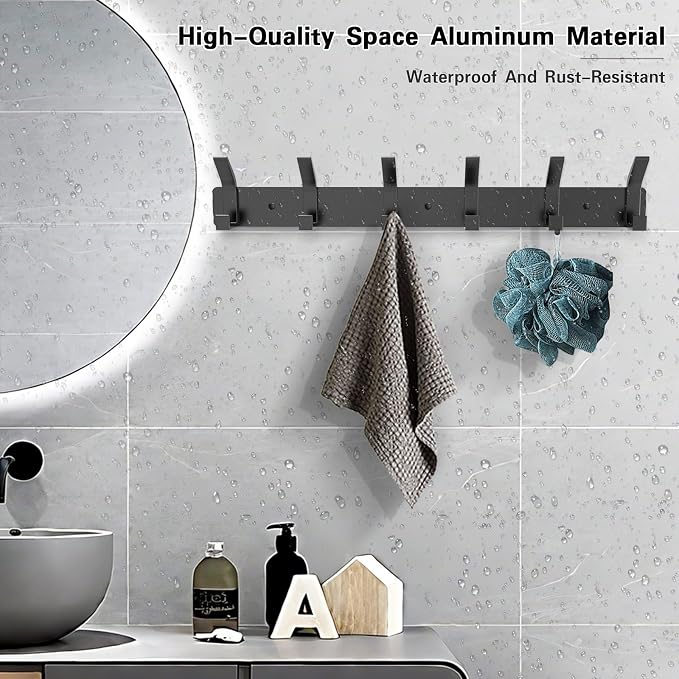2 Pack Coat Rack Wall Mount, 17.3 in Wall Hooks - Image 7