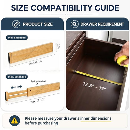 Fabsome Drawer Divider 6 Pack, Bamboo Dresser Organizers - Image 5
