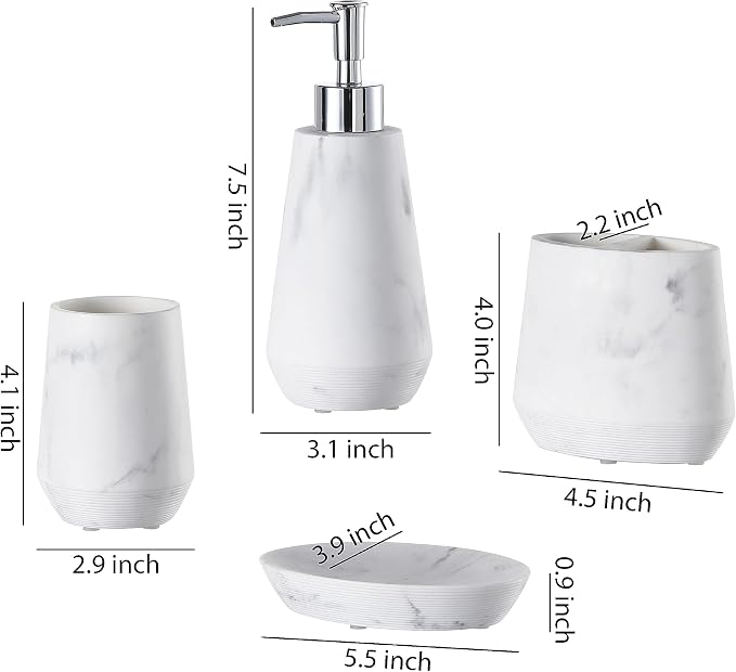 4 Piece Modern Bathroom Accessory Set - Image 2