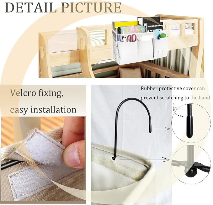 Bedside Caddy, Bedside Hanging Storage Organizer forBunk and Hospital Beds - Image 3