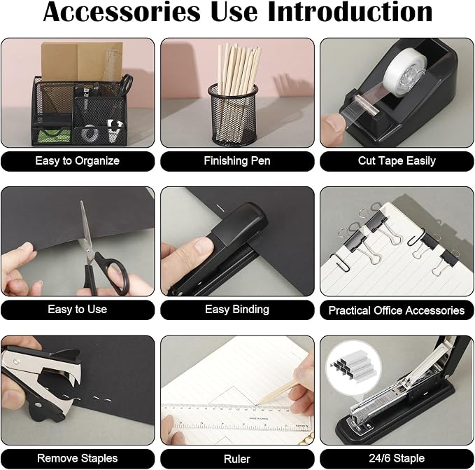 Black Desk Organizer and Accessories - Image 4