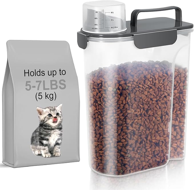 5-7Lbs Cat Dog Storage Container, Portable Pet Food Containers by LEAWALK