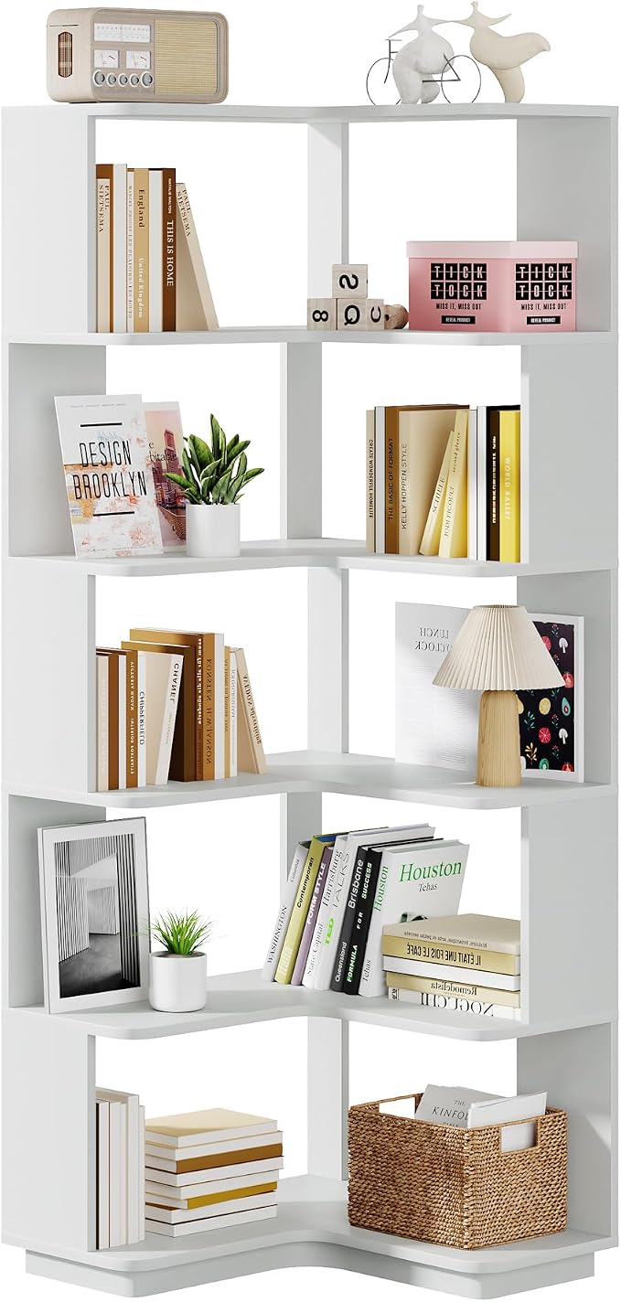 Tribesigns 6-Tier Corner Bookshelf, 64.96 Inch Tall Bookcase - Image 7