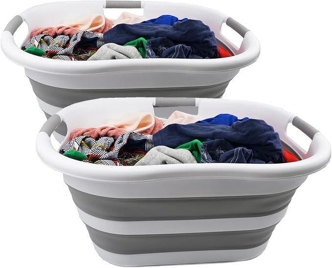 SAMMART 40L Collapsible Plastic Laundry Basket by SAMMART