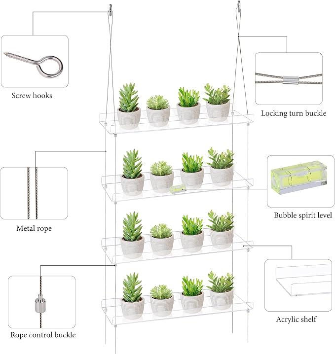 Sumerflos 4 Tier Acrylic Window Boxes Plant Shelves - Image 4