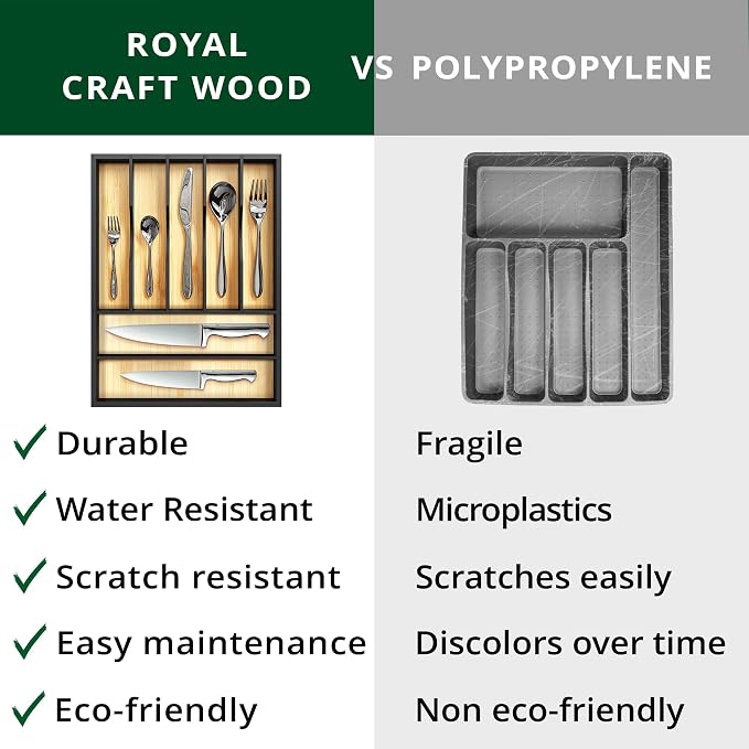 ROYAL CRAFT WOOD Luxury Bamboo Kitchen Drawer Organizer - Image 8