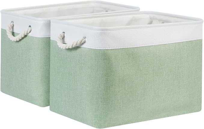 Bidtakay Baskets Fabric Closet Organizer Set of 2 Green Collapsible Storage Bins by BidtakayBaskets