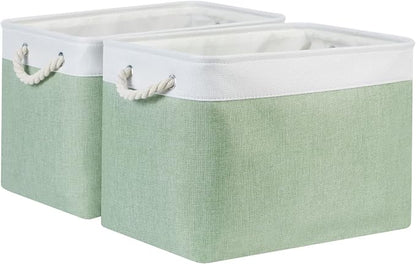 Bidtakay Baskets Fabric Closet Organizer Set of 2 Green Collapsible Storage Bins by BidtakayBaskets