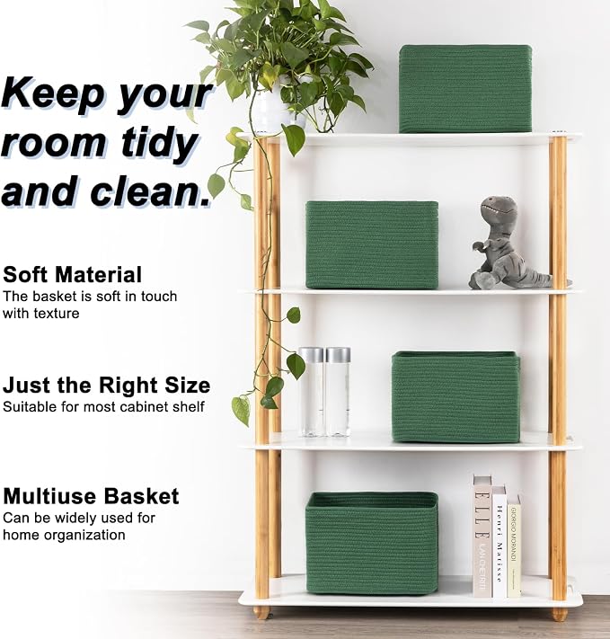 4 Pack Storage Baskets for Organizing, Woven Baskets for Shelves - Image 2