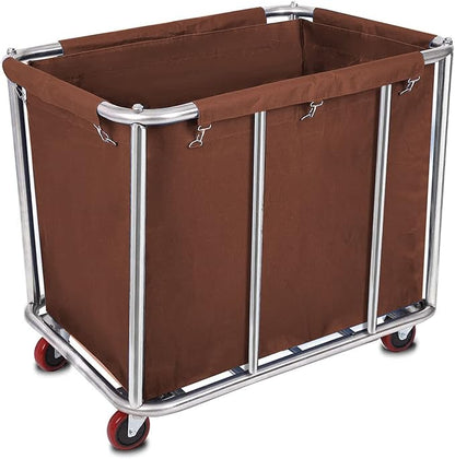 10 Bushels Laundry Cart Commercial/Home, Heavy Duty Large Stainless Steel by LORQING