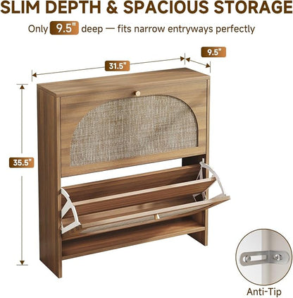 Nicetree Rattan Arched Accent Shoe Storage Cabinet - Image 2