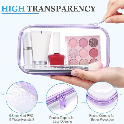 Hoolerry 4 Pcs Hard Clear Zipper Case Makeup Bags Plastic Pencil Pouch - Image 3