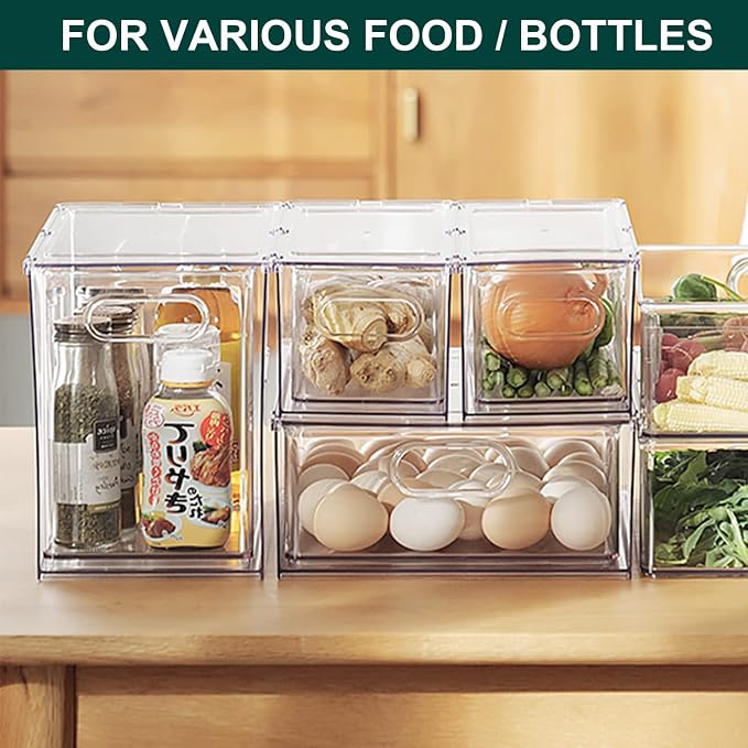 LALASTAR Fridge Organizer And Storage Clear, Large Refrigerator Organizer Bin - Image 3