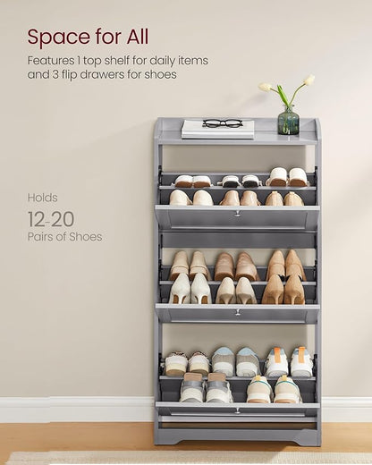 VASAGLE Shoe Organizer, Adjustable Dividers, Dove Gray | Adjustable and - Image 4