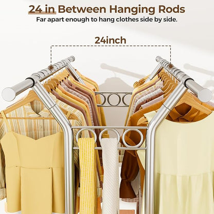 HYSEYY Heavy Duty Clothes Rack, Rolling Clothing Rack - Image 3