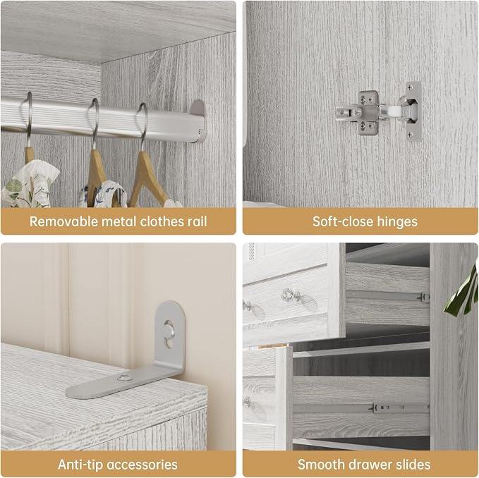 VOWNER 71" Tall Armoire Wardrobe Closet - Image 7